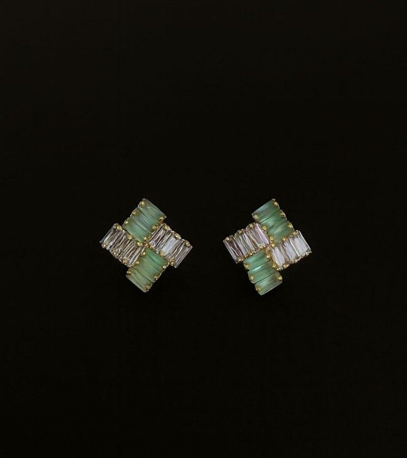 Aurora Crystal Square Stud Earrings