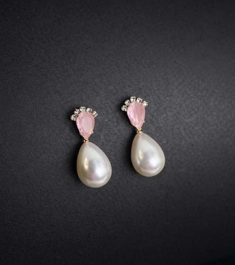Blush Butterfly Pearl Drop Earrings