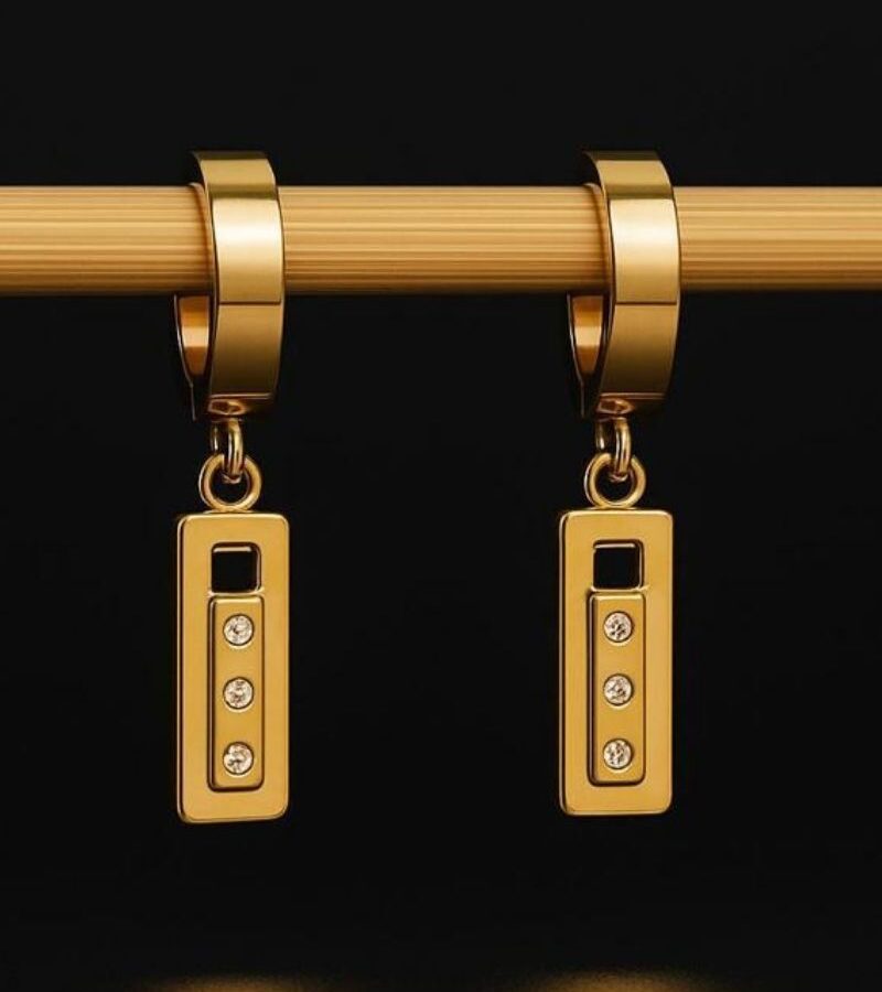 Crystal Bar Drop Hoop Earrings