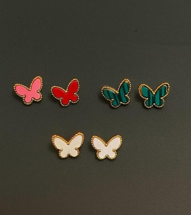 Enamel Butterfly Stud Earrings Set