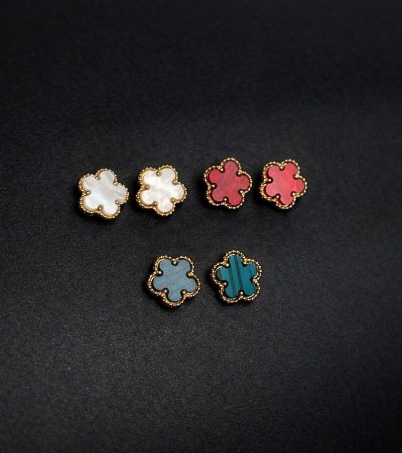 Enamel Clover Stud Earrings Set