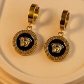 Golden Medusa Square Pendant Set X2