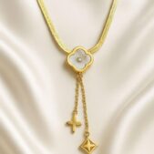 Ivory Clover Lariat Necklace