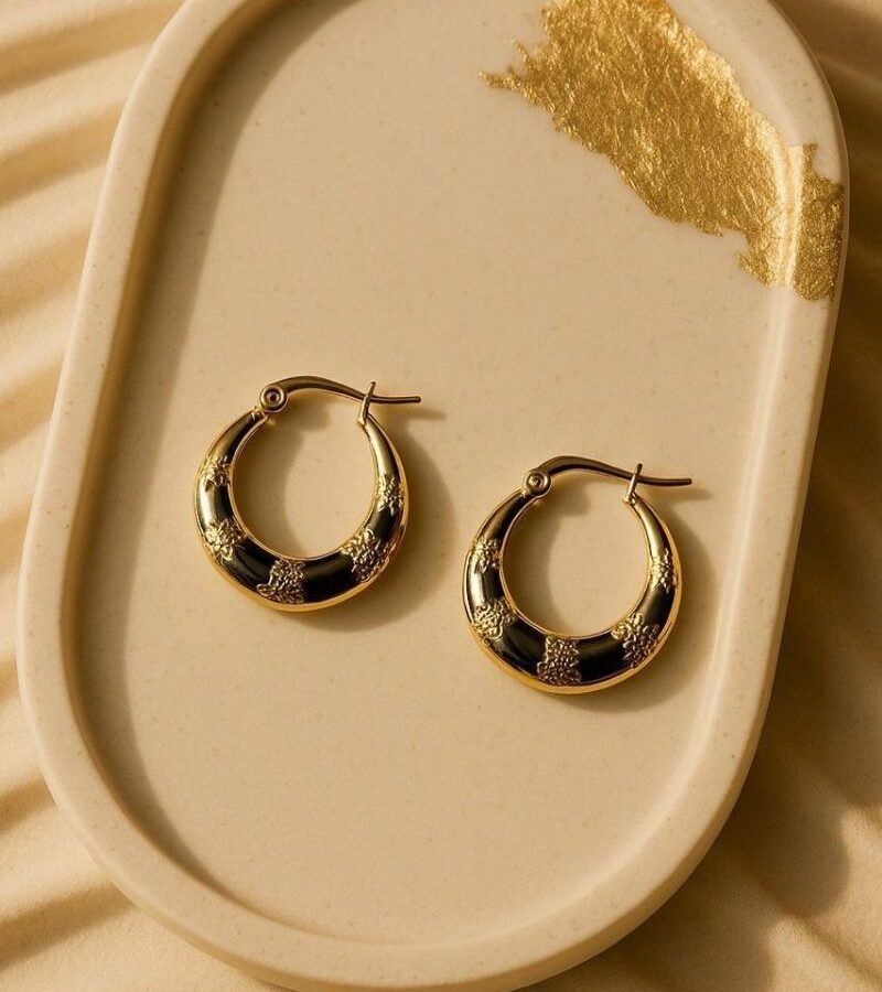 Midnight Enamel Hoop Earrings