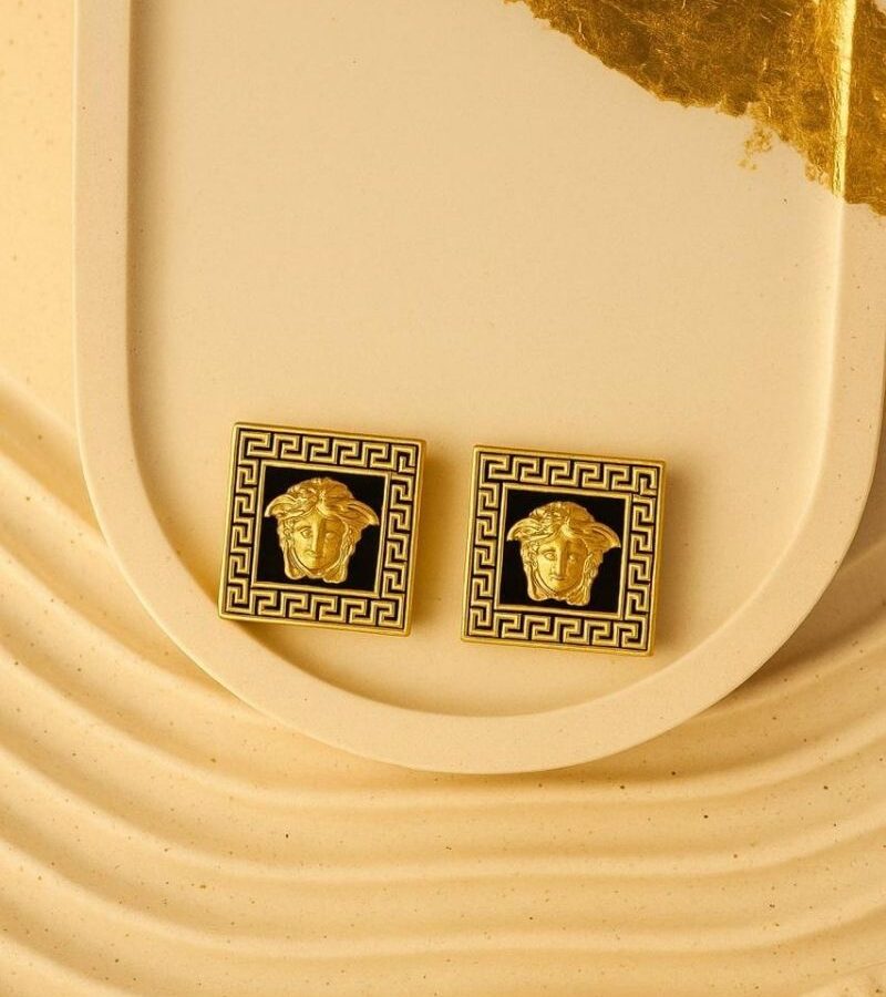 Midnight Medusa Square Stud Earrings