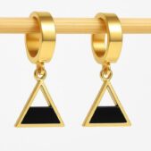 Midnight Triangle Drop Hoop Earrings