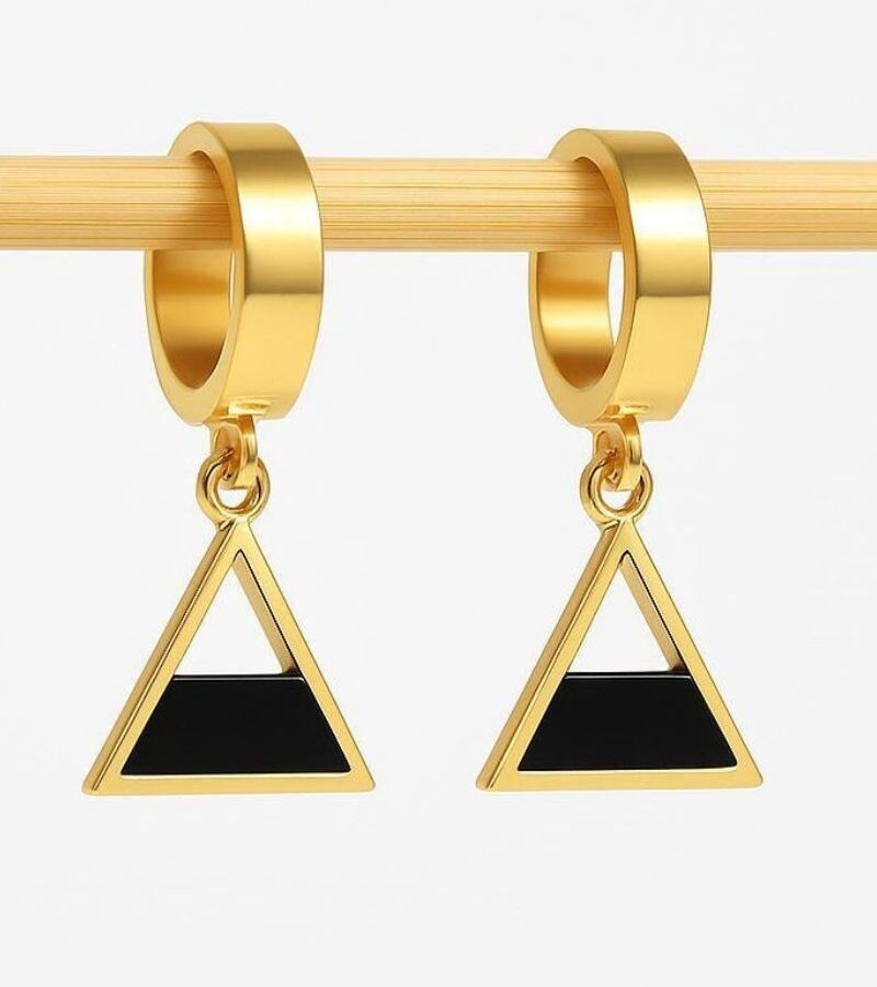 Midnight Triangle Drop Hoop Earrings