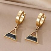 Midnight Triangle Drop Hoop Earrings X2