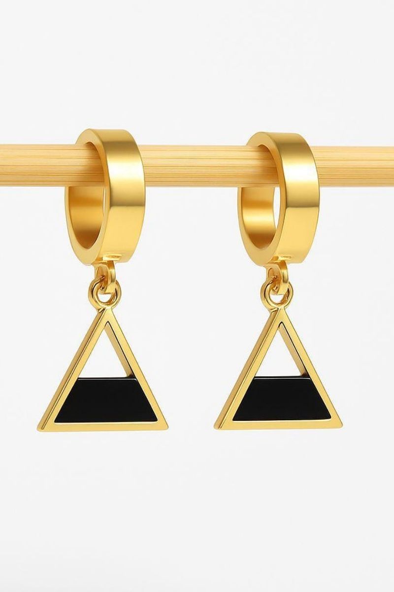 Midnight Triangle Drop Hoop Earrings Midnight Triangle Drop Hoop Earrings