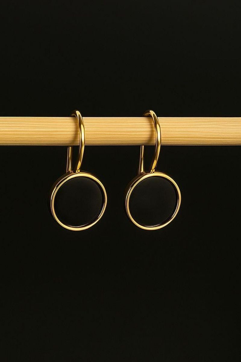 Minimal Circle Drop Hoop Earrings Minimal Circle Drop Hoop Earrings