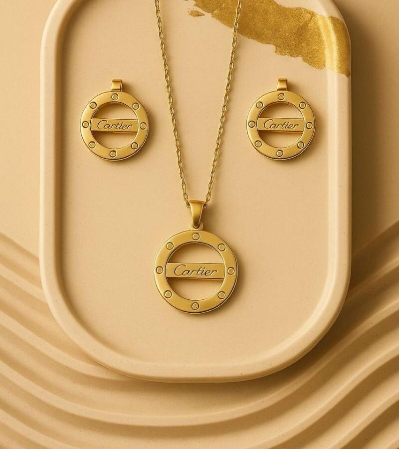 Roman Circle Necklace and Earrings Set