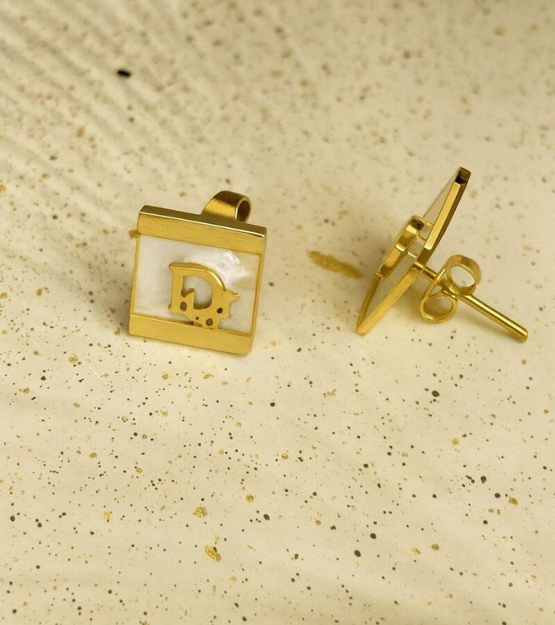 Celeste Square Emblem Stud Earrings