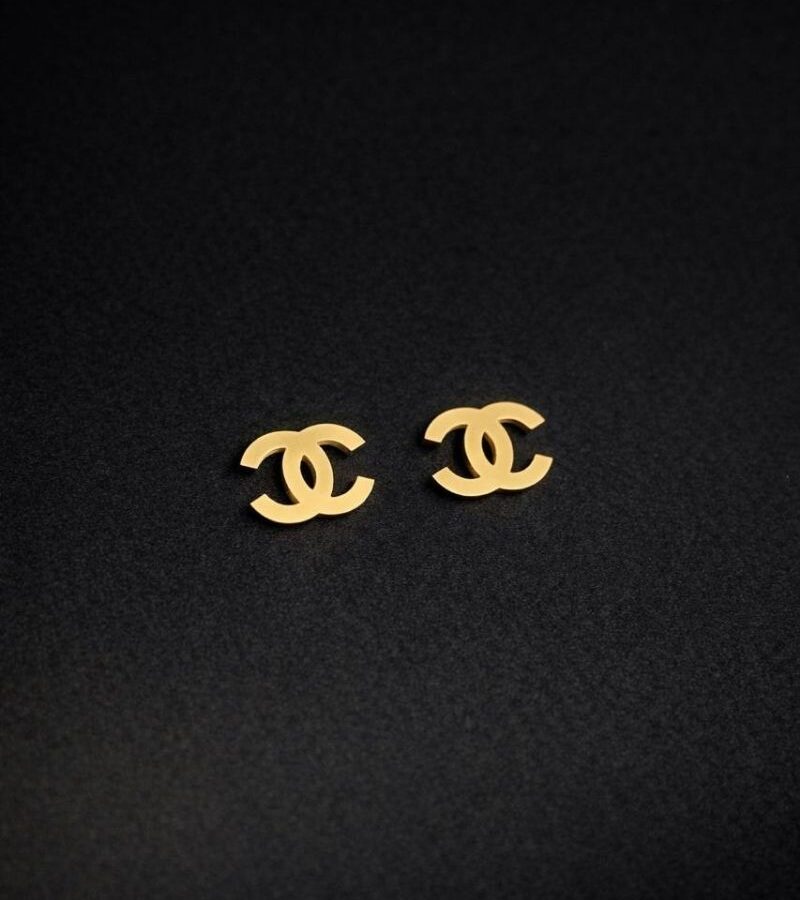 Monogram Gold Stud Earrings