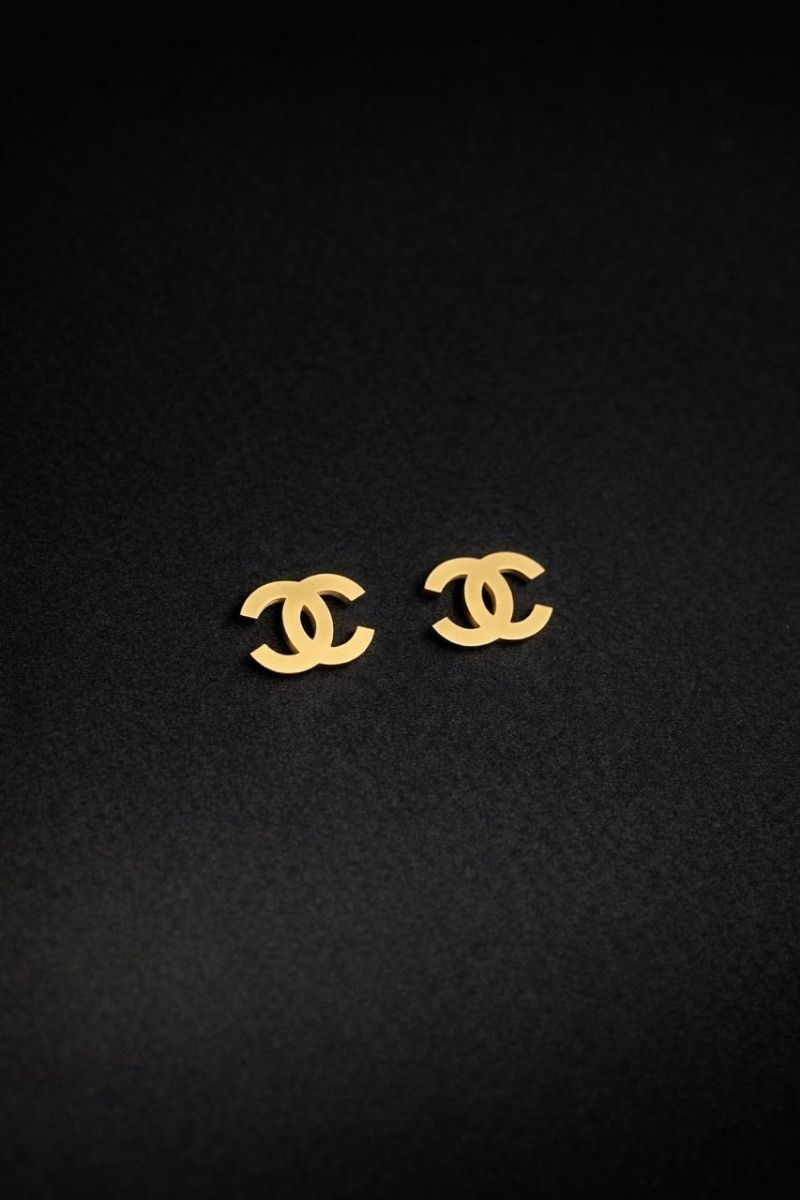 Monogram Gold Stud Earrings Main Monogram Gold Stud Earrings Main