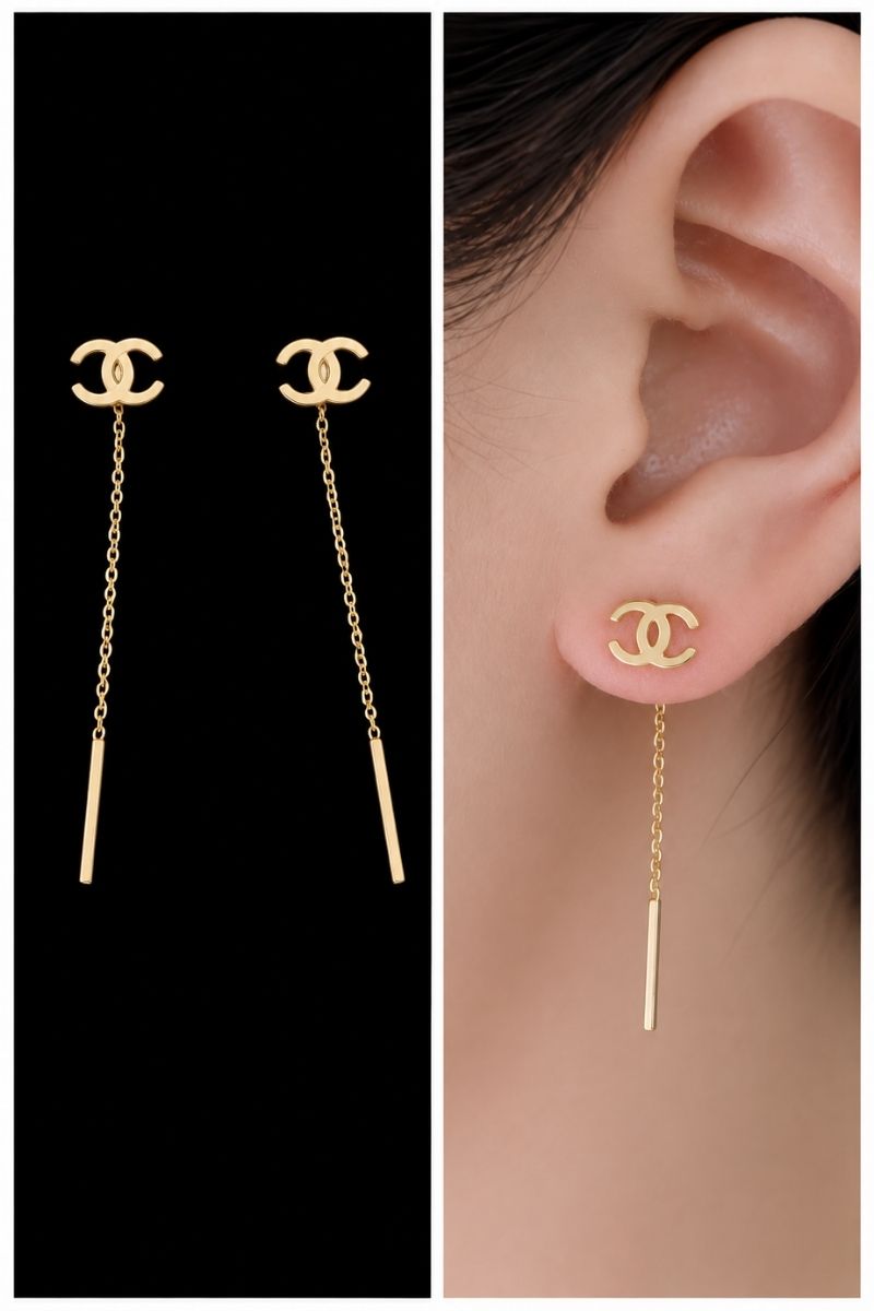 Monogram Grace Threader Earrings Main Monogram Grace Threader Earrings Main