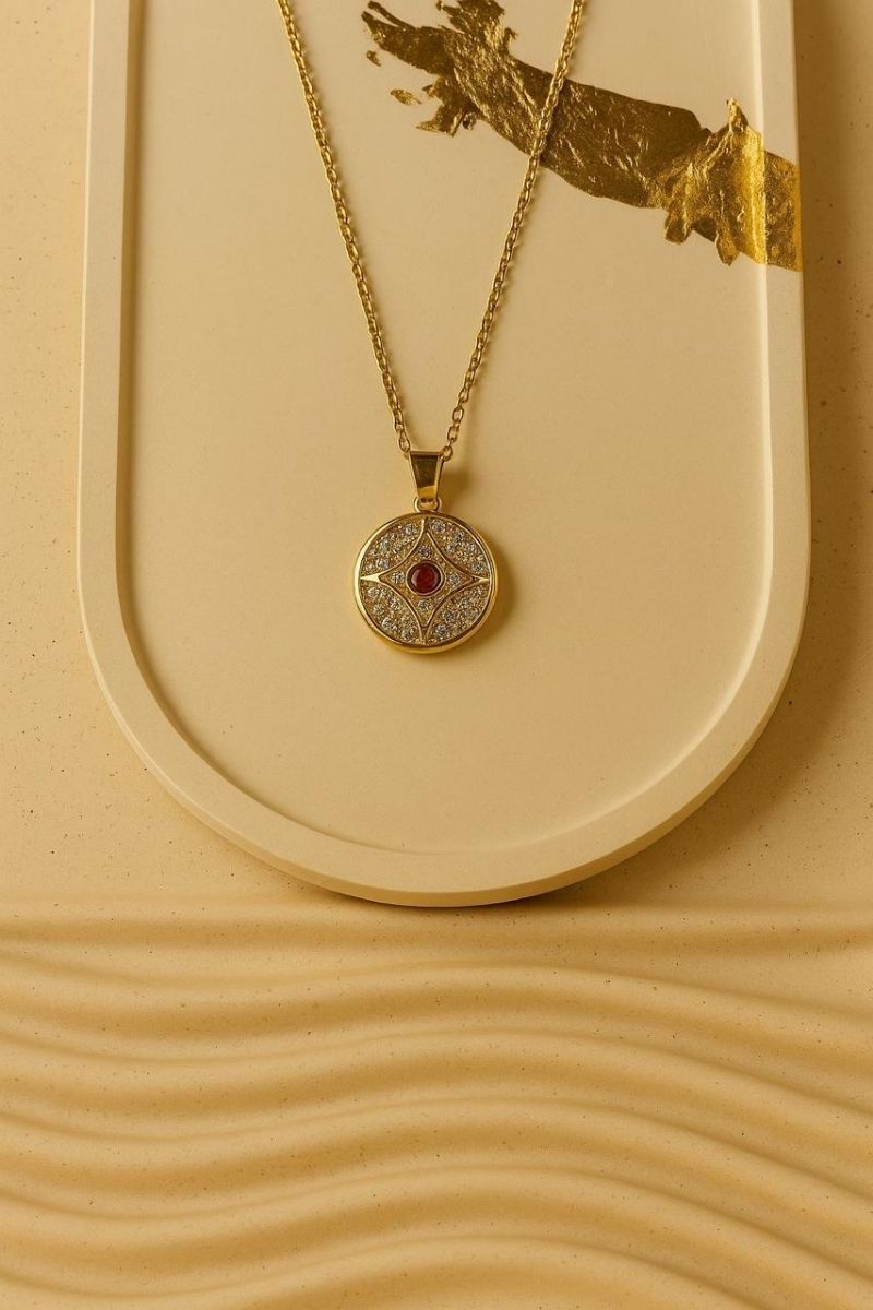 Solara Crystal Medallion Necklace Main Solara Crystal Medallion Necklace Main